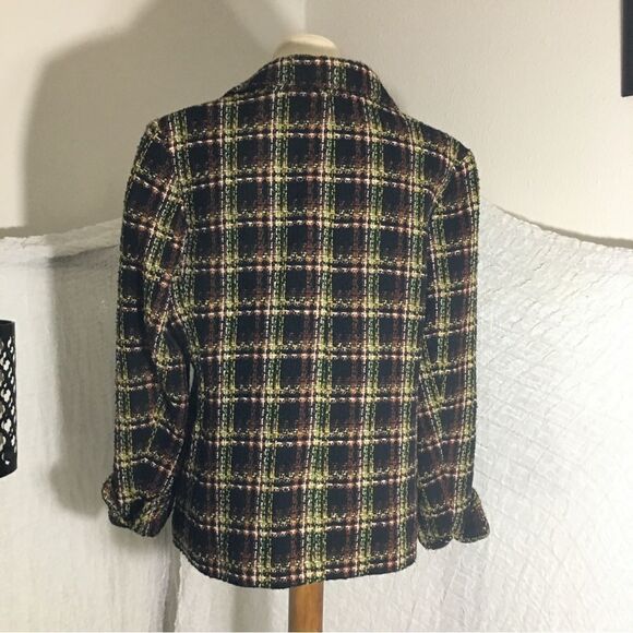 R.Q.T. Vtg Tweed Plaid Blazer Jacket Size 14 - Picture 12 of 13